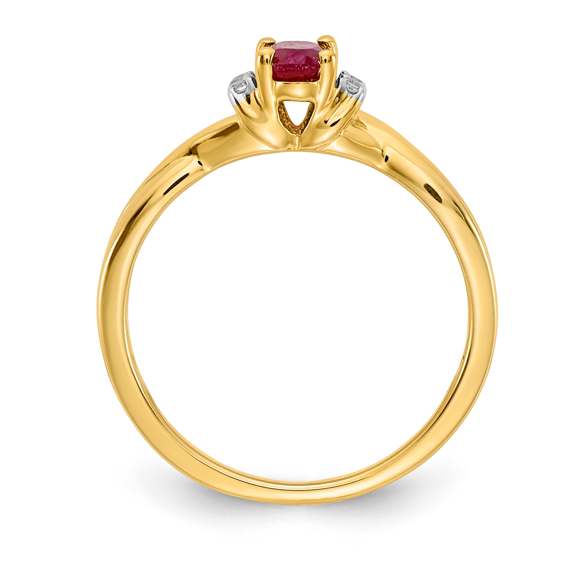 14k Diamond and Oval Ruby Ring