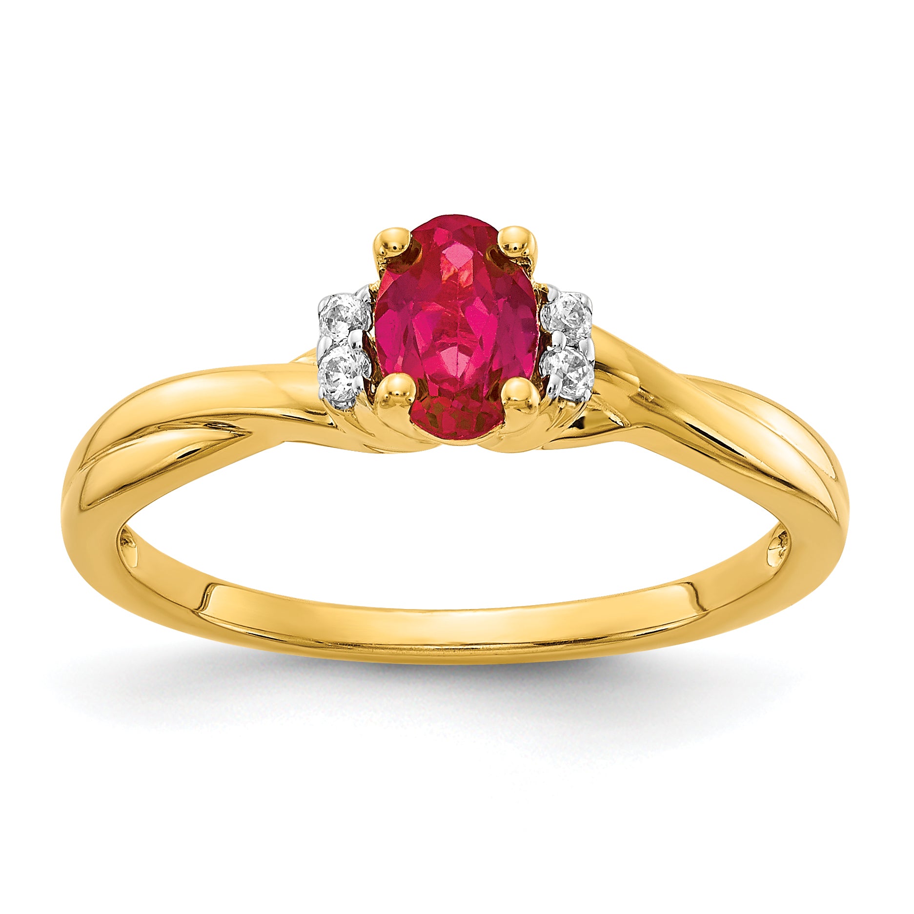 14k Diamond and Oval Ruby Ring