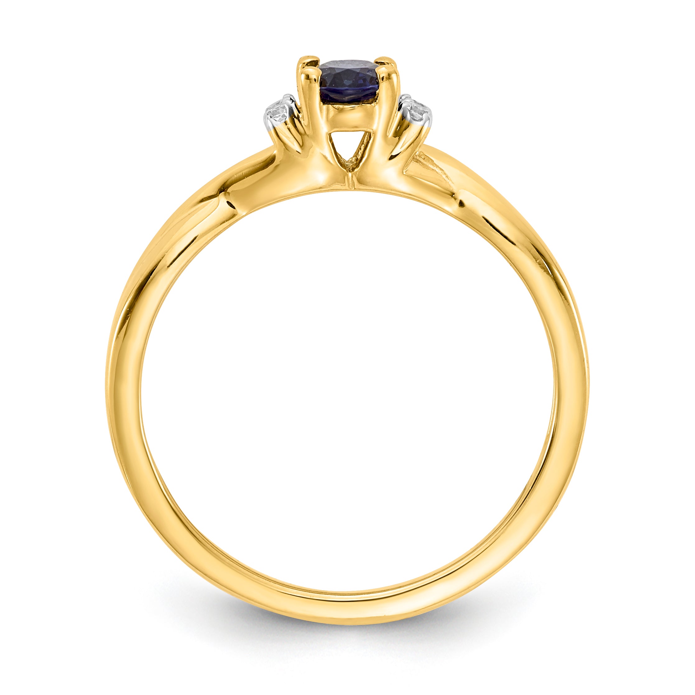 14k Diamond and Oval Sapphire Ring