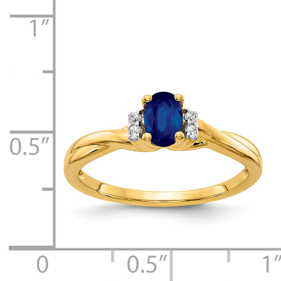 14k Diamond and Oval Sapphire Ring