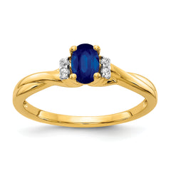 14k Diamond and Oval Sapphire Ring