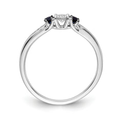 14k White Gold Diamond and Sapphire 3-stone Ring