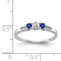 14k White Gold Diamond and Sapphire 3-stone Ring