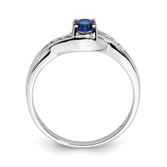 14k White Gold Oval Sapphire Diamond Ring