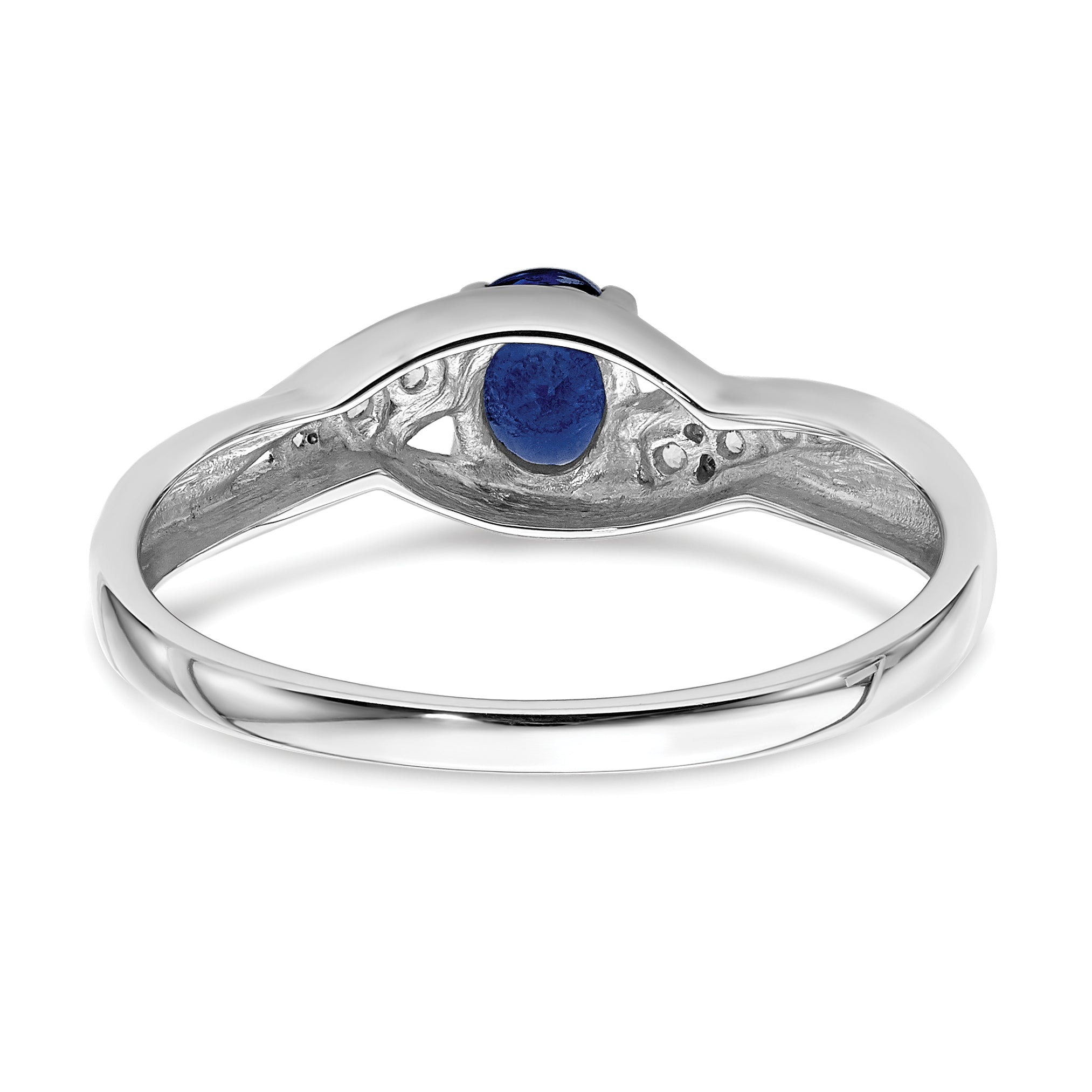 14k White Gold Oval Sapphire Diamond Ring