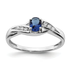 14k White Gold Oval Sapphire Diamond Ring