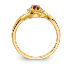 14k Diamond and Marquise Ruby Ring