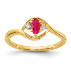 14k Diamond and Marquise Ruby Ring