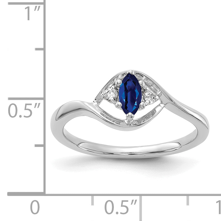 14k White Gold Diamond and Marquise Sapphire Ring