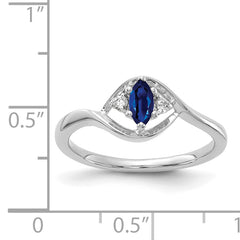 14k White Gold Diamond and Marquise Sapphire Ring