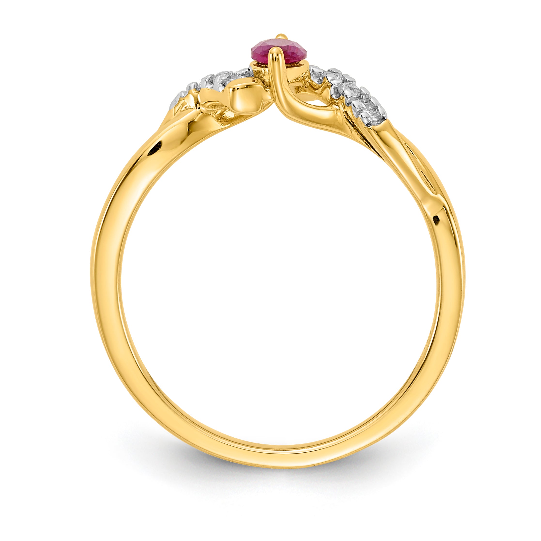 14k Diamond and Marquise Ruby Ring