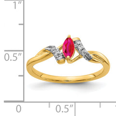 14k Diamond and Marquise Ruby Ring