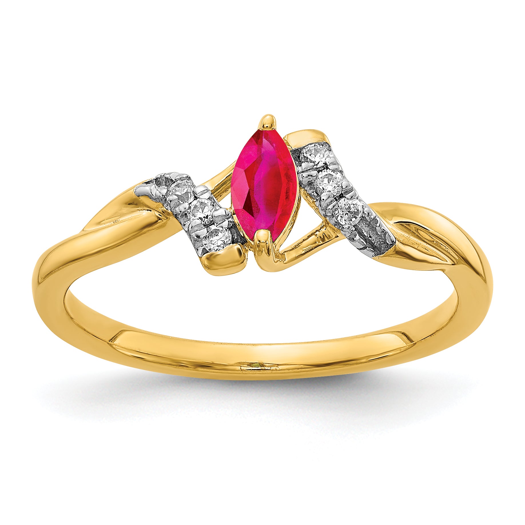 14k Diamond and Marquise Ruby Ring