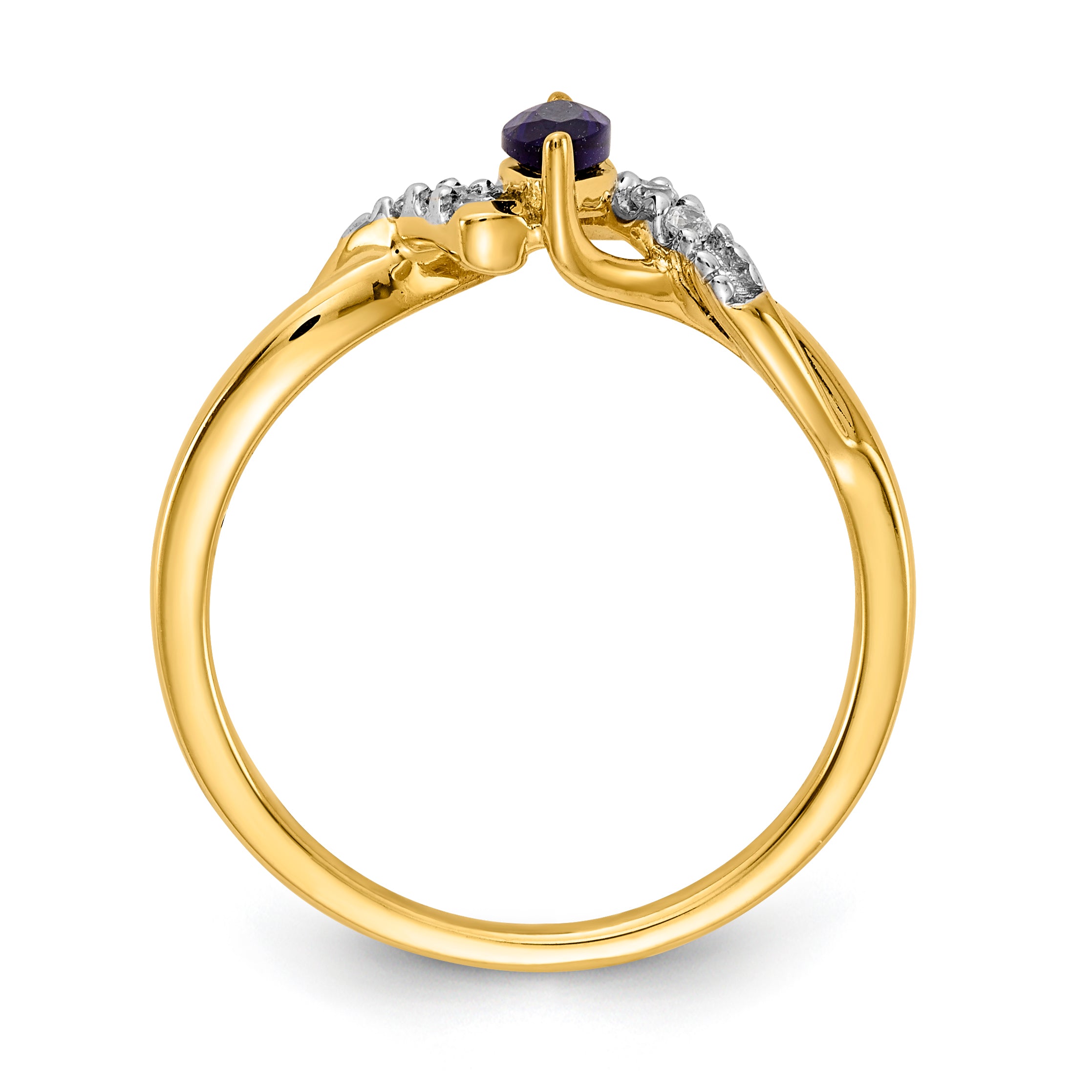 10k Diamond and Marquise Sapphire Ring