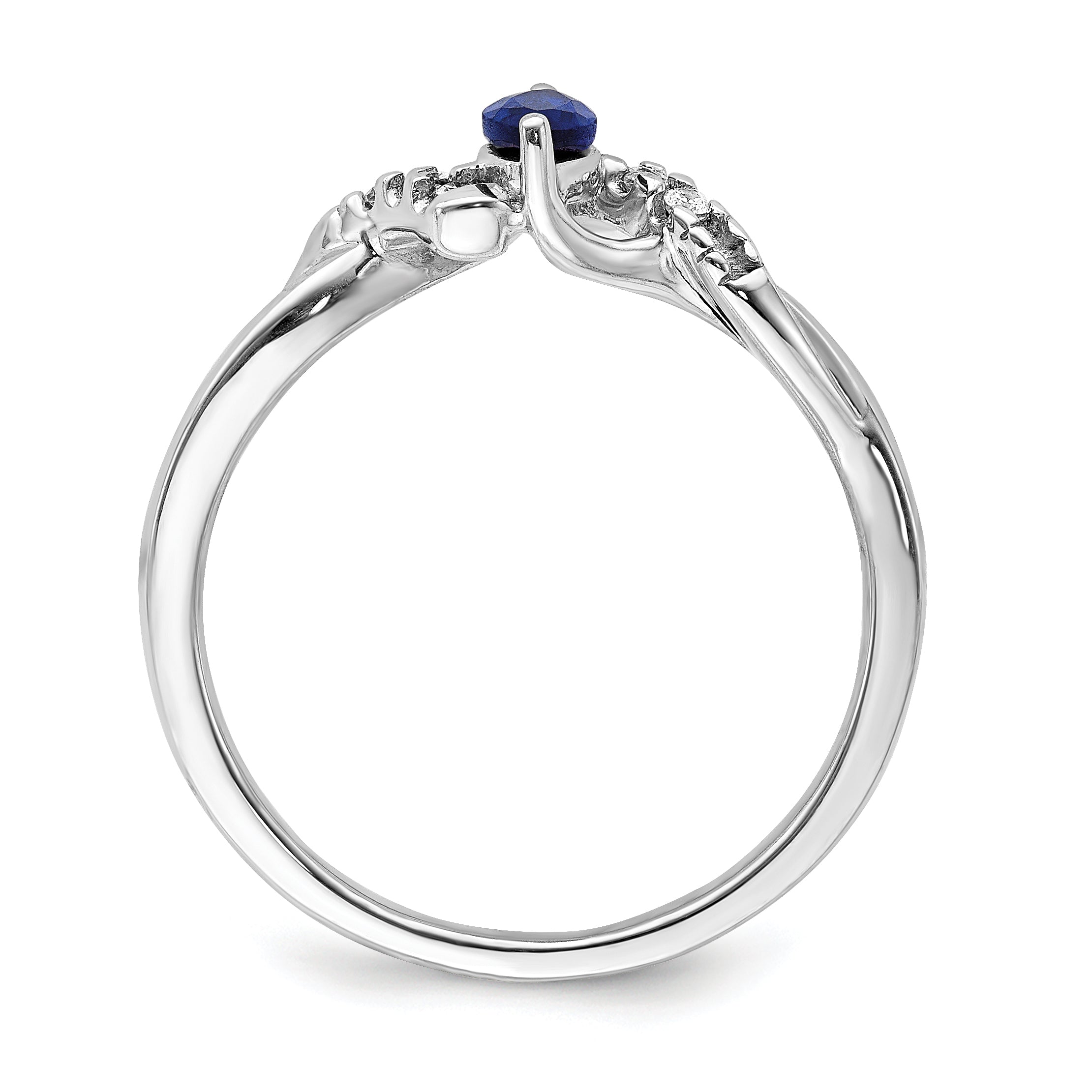 14k White Gold Diamond and Marquise Sapphire Ring