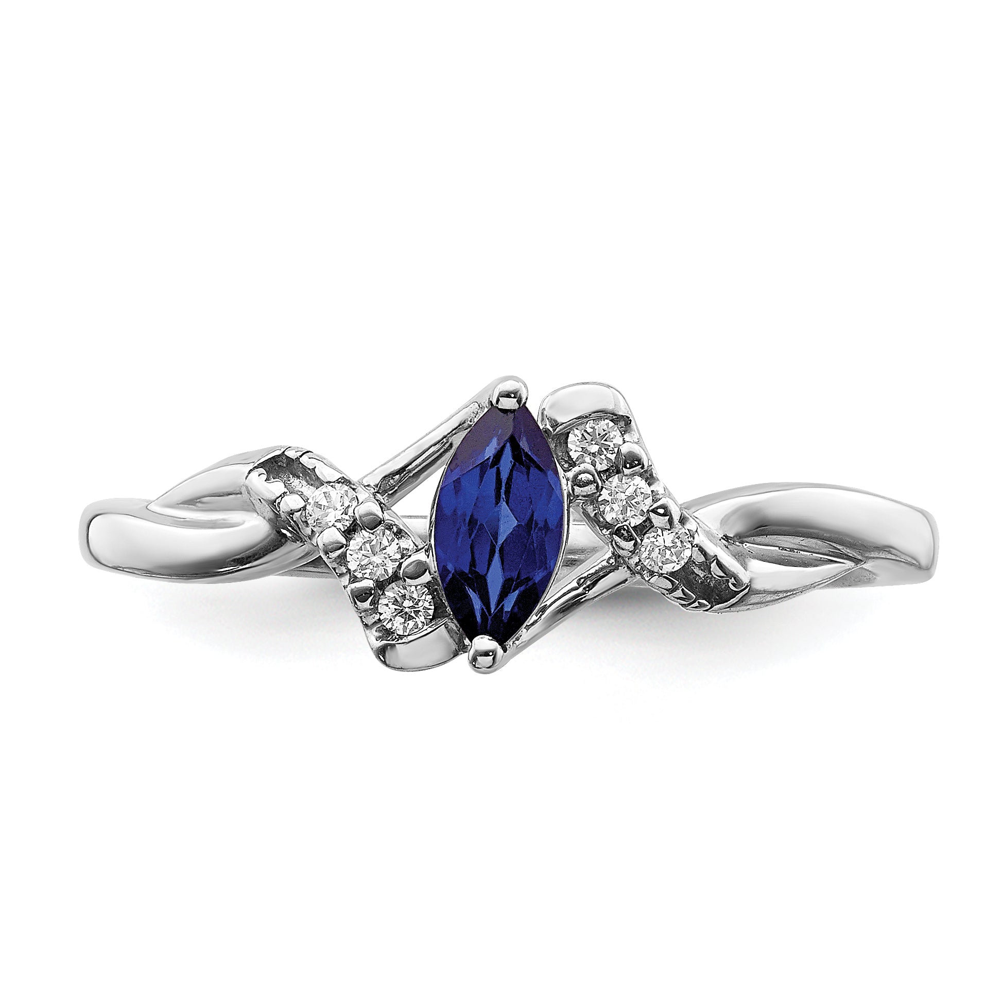 14k White Gold Diamond and Marquise Sapphire Ring