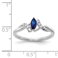 14k White Gold Diamond and Marquise Sapphire Ring