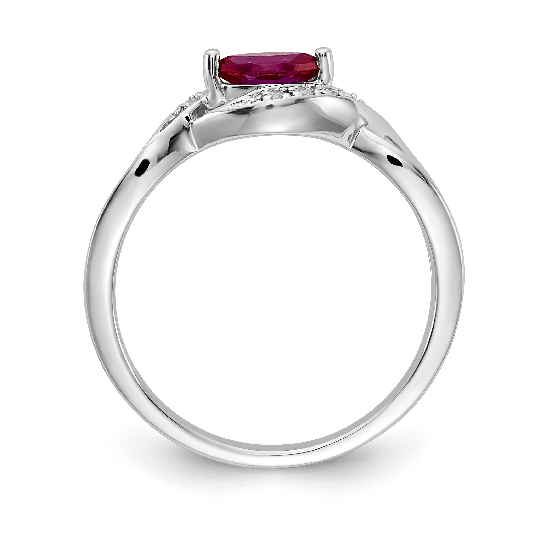 14k White Gold Diamond and Marquise Ruby Ring