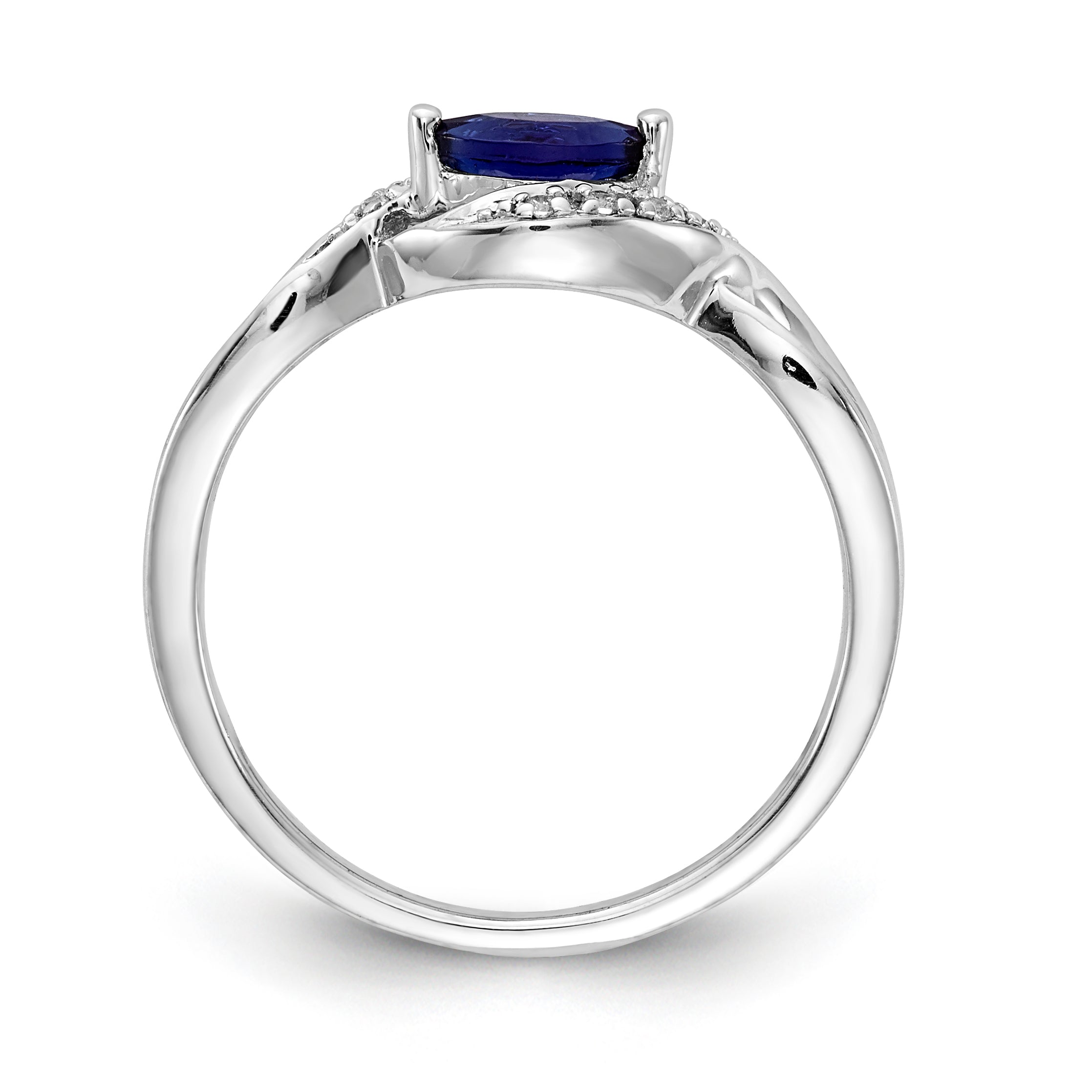 14k White Gold Diamond and Marquise Sapphire Ring