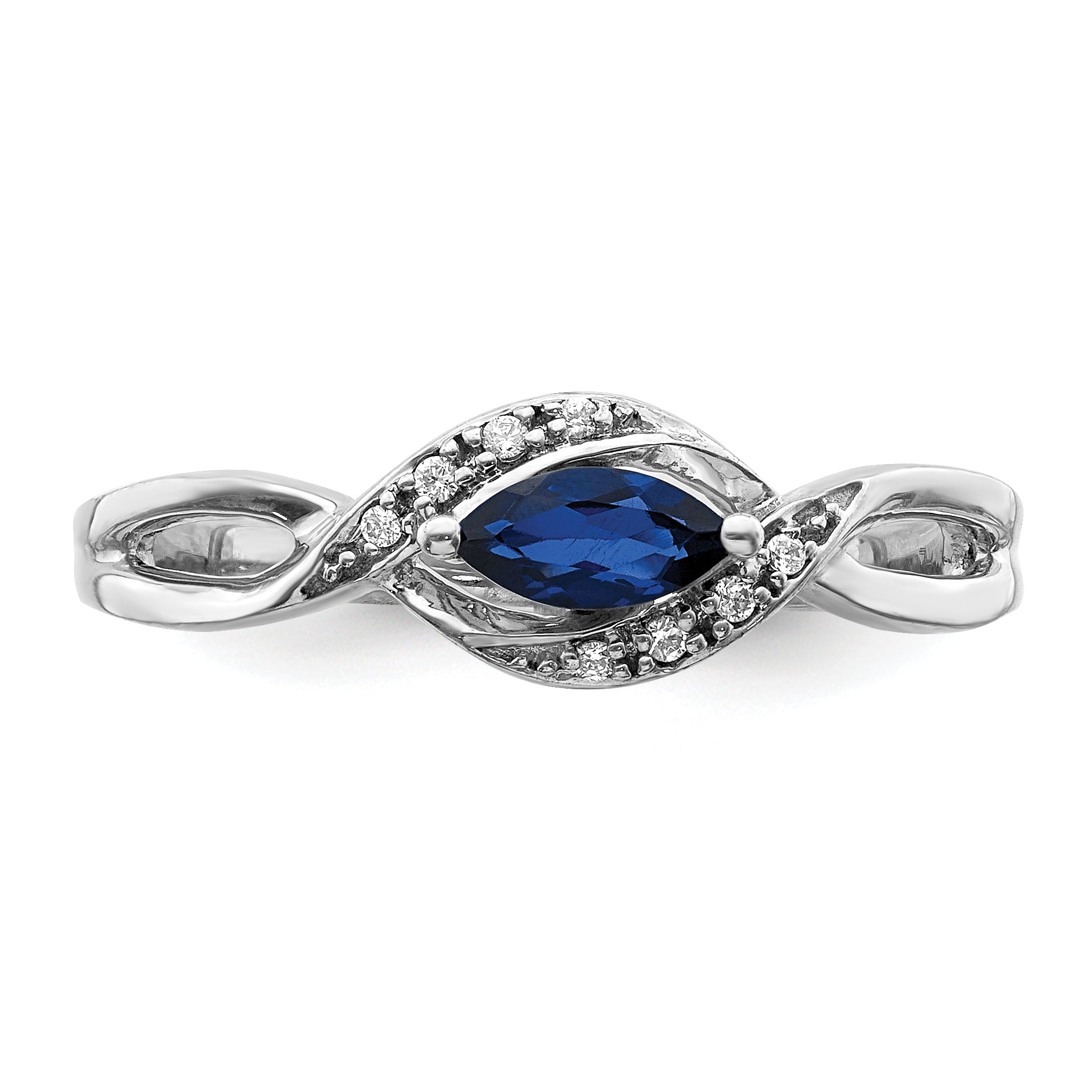 14k White Gold Diamond and Marquise Sapphire Ring