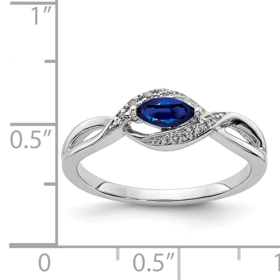 14k White Gold Diamond and Marquise Sapphire Ring