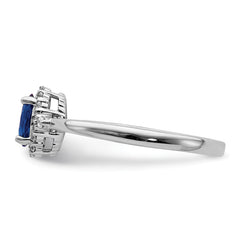 14k White Gold Oval Sapphire and Diamond Halo Ring