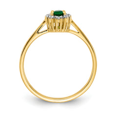 14k Diamond and Oval Emerald Halo Ring