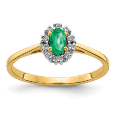 14k Diamond and Oval Emerald Halo Ring