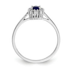 14k White Gold Diamond and Oval Sapphire Halo Ring