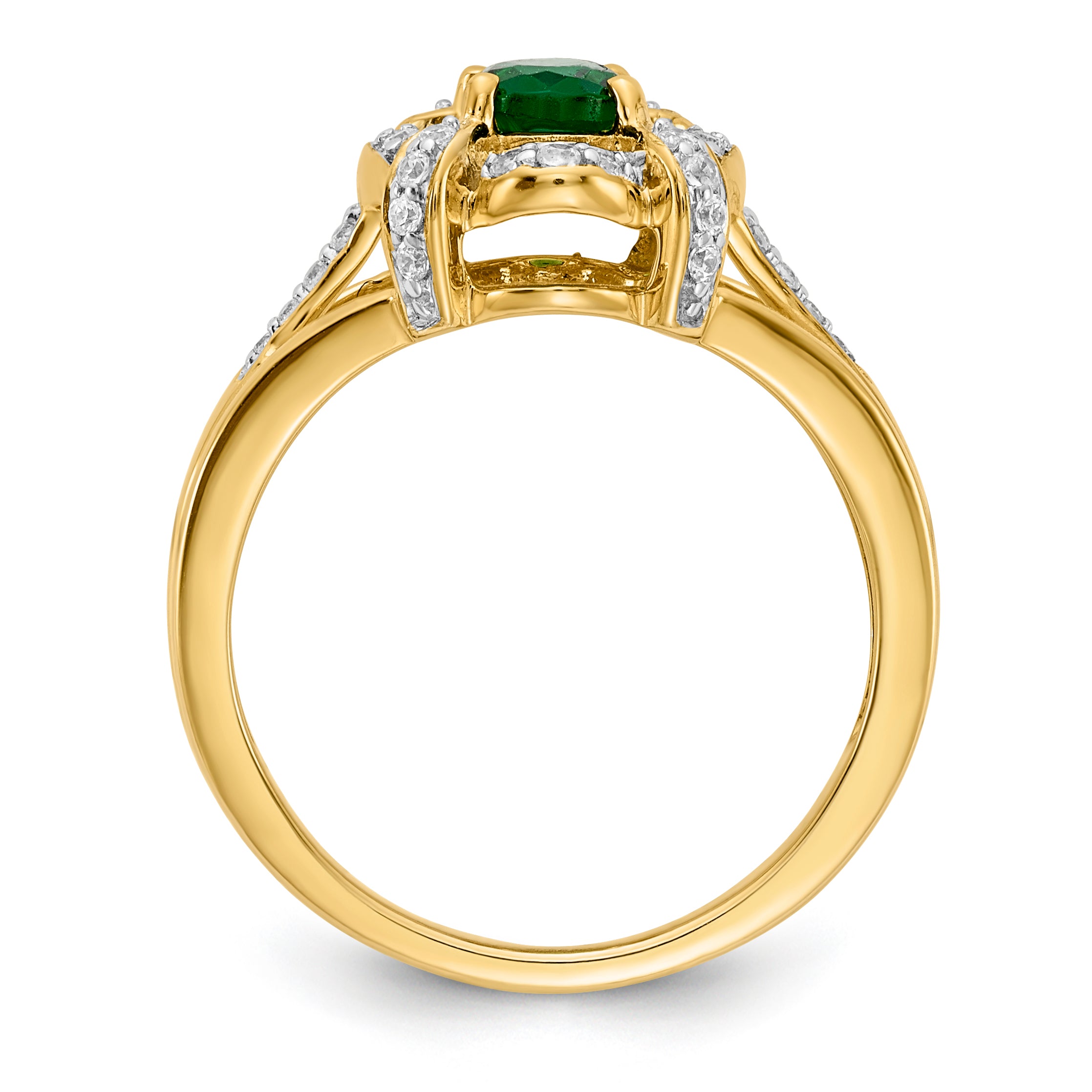 14k Diamond and Oval Emerald Ring