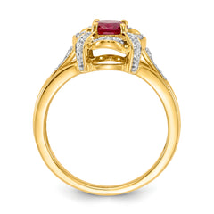 14k Diamond and Oval Ruby Ring