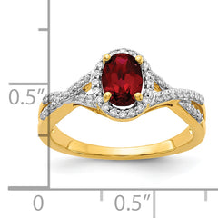 14K Lab Grown Diamond and Created Ruby Oval Halo Ring