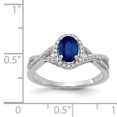 14k White Gold Diamond and Sapphire Oval Halo Ring