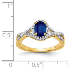 14k Diamond and Sapphire Oval Halo Ring