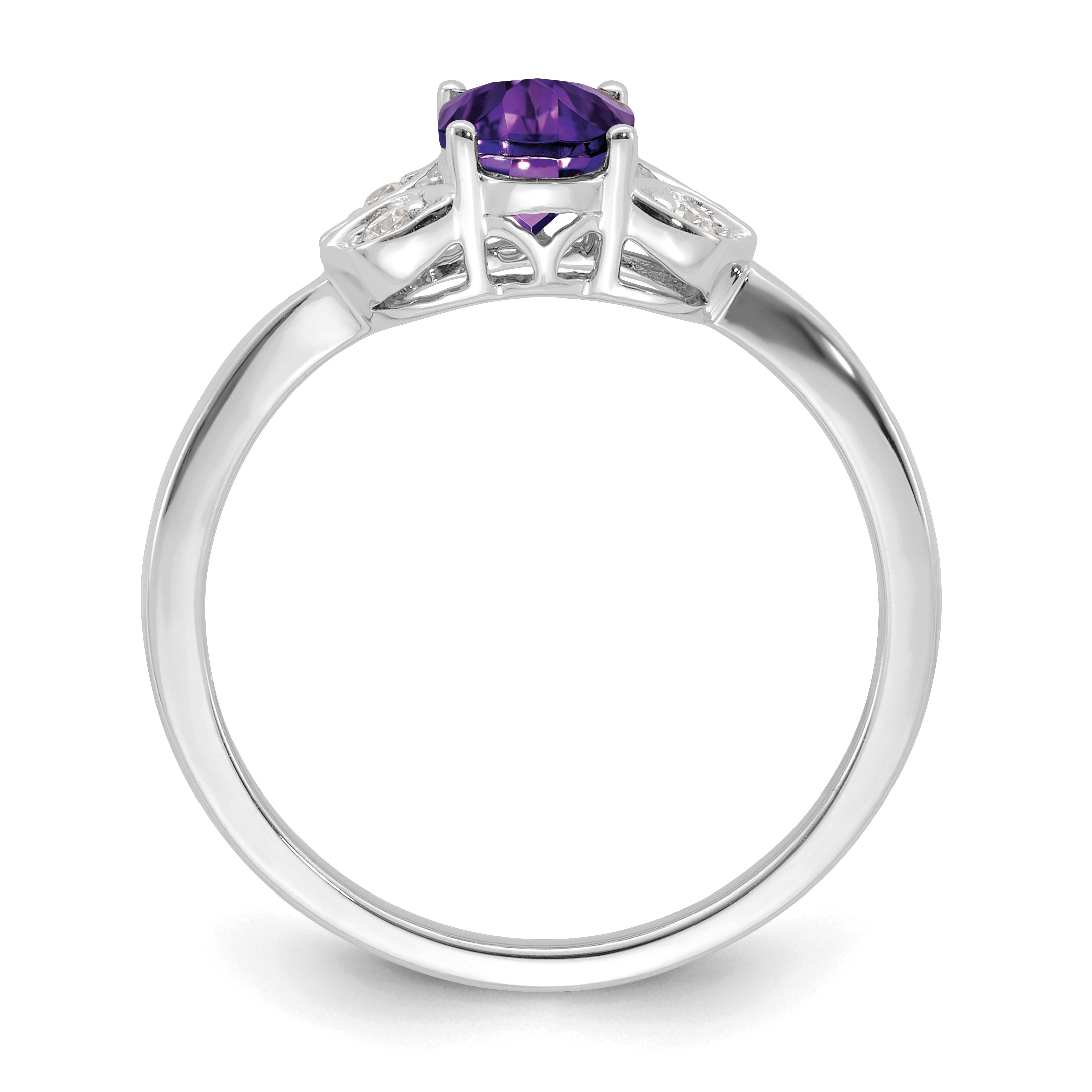 14k White Gold Amethyst and Diamond Ring