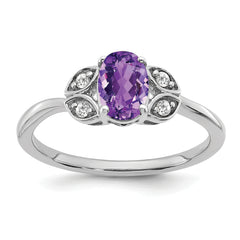 14k White Gold Amethyst and Diamond Ring