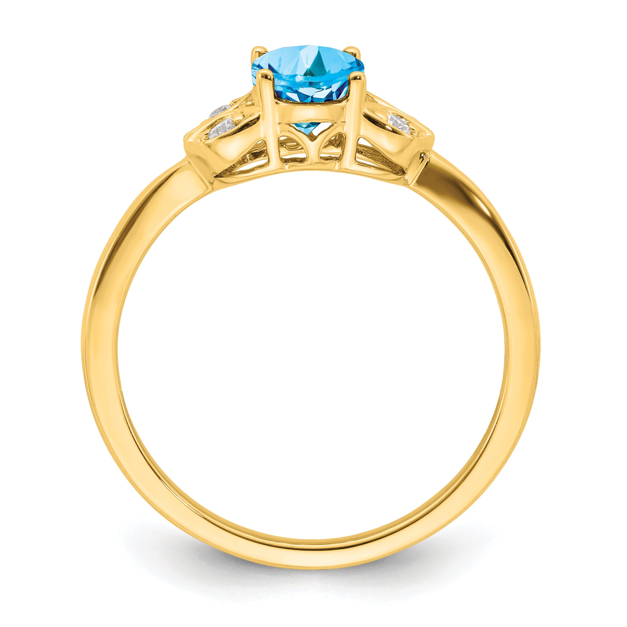 14k Blue Topaz and Diamond Ring