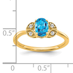 14k Blue Topaz and Diamond Ring