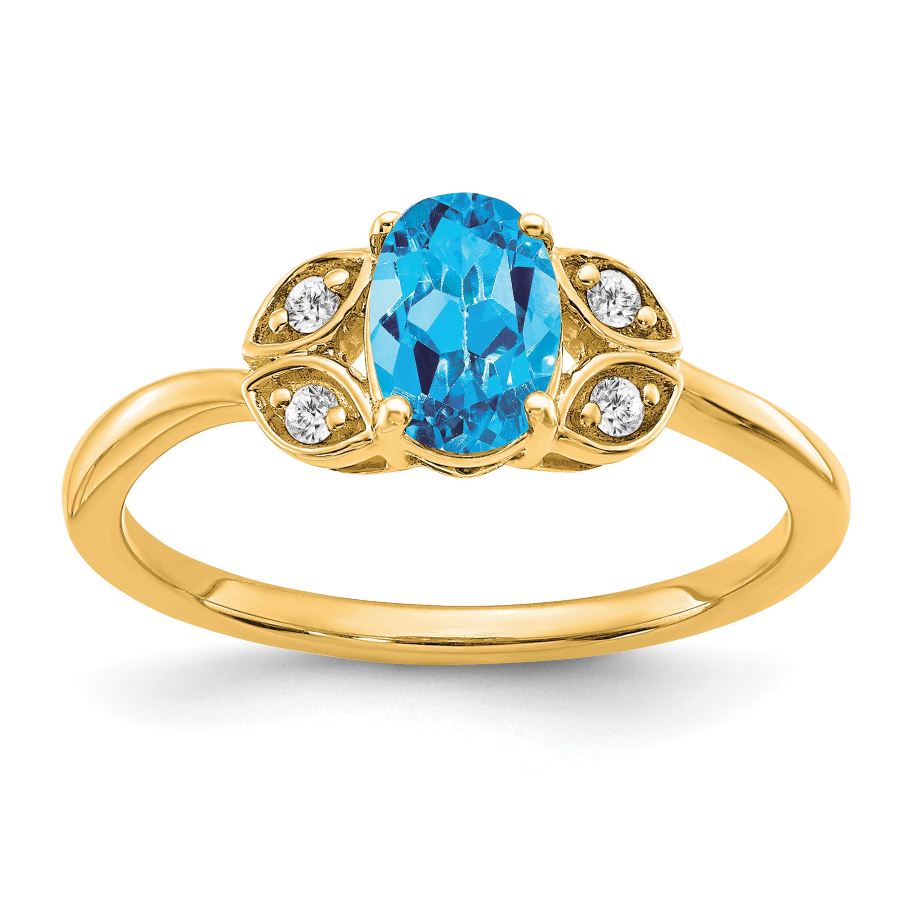 14k Blue Topaz and Diamond Ring