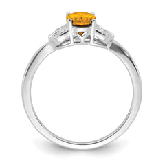 14k White Gold Citrine and Diamond Ring