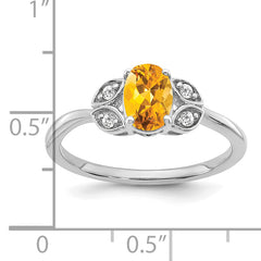 14k White Gold Citrine and Diamond Ring