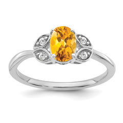 14k White Gold Citrine and Diamond Ring