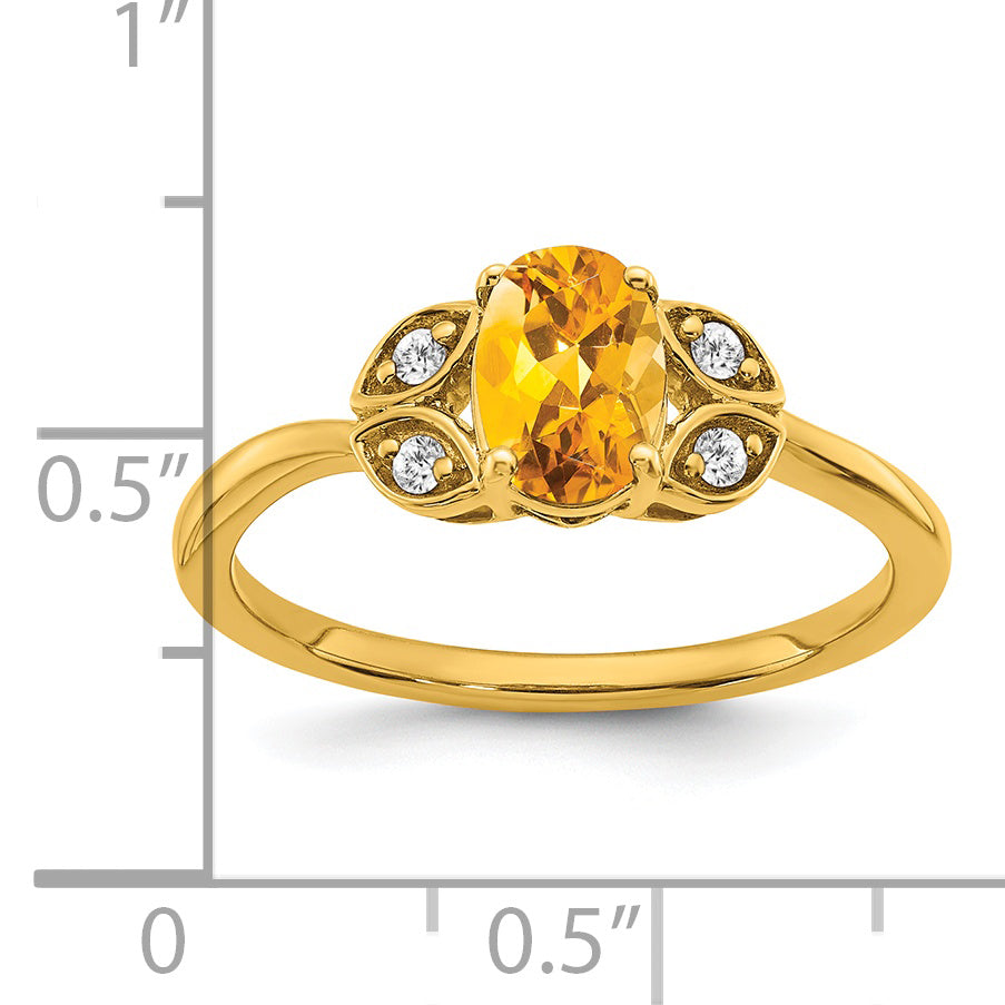 14k Citrine and Diamond Ring