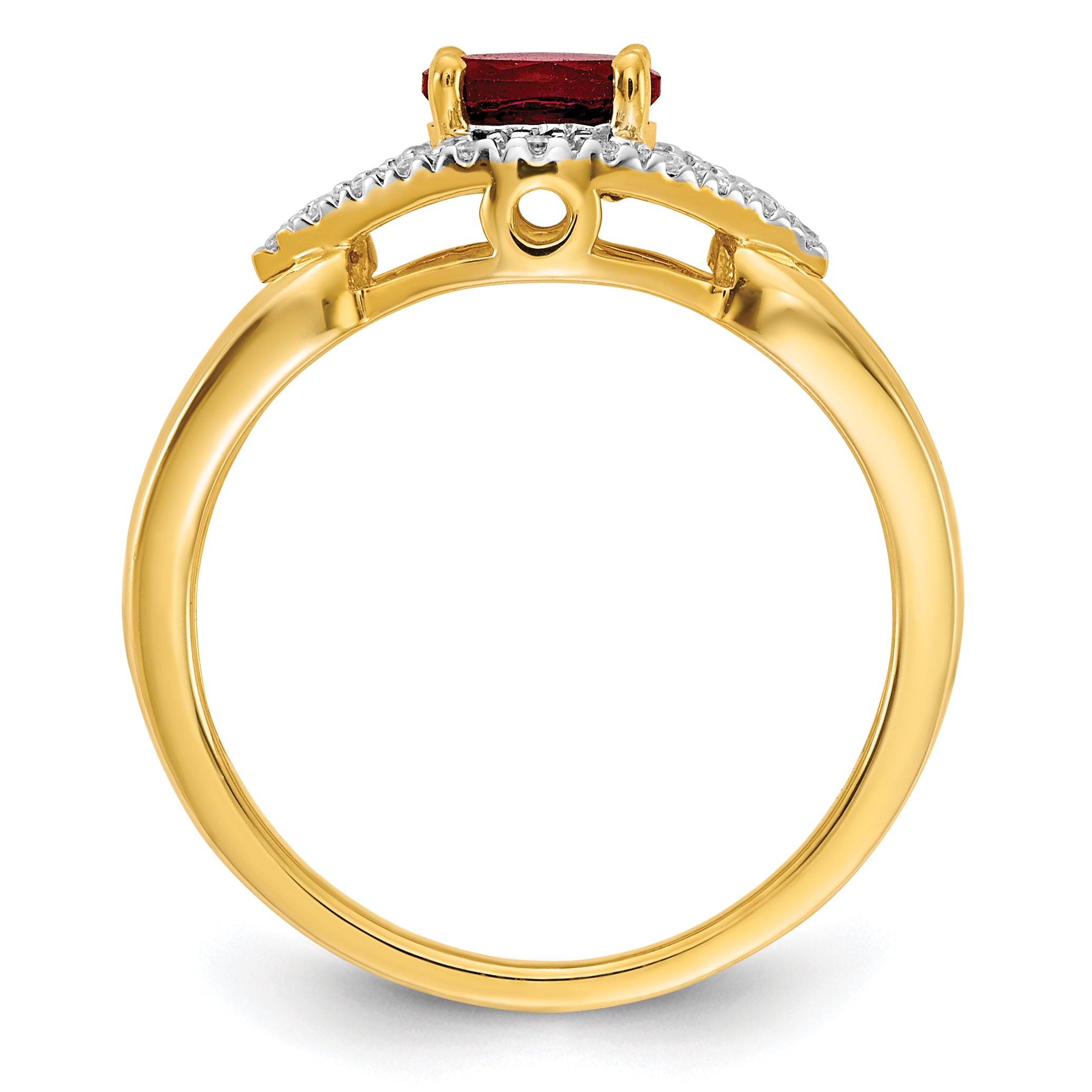 14K Lab Grown Diamond and Created Ruby Ring