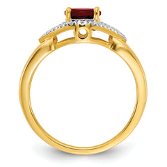 14K Lab Grown Diamond and Created Ruby Ring