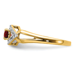 14K Lab Grown Diamond and Created Ruby Ring