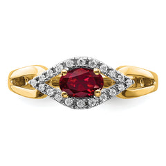 14K Lab Grown Diamond and Created Ruby Ring