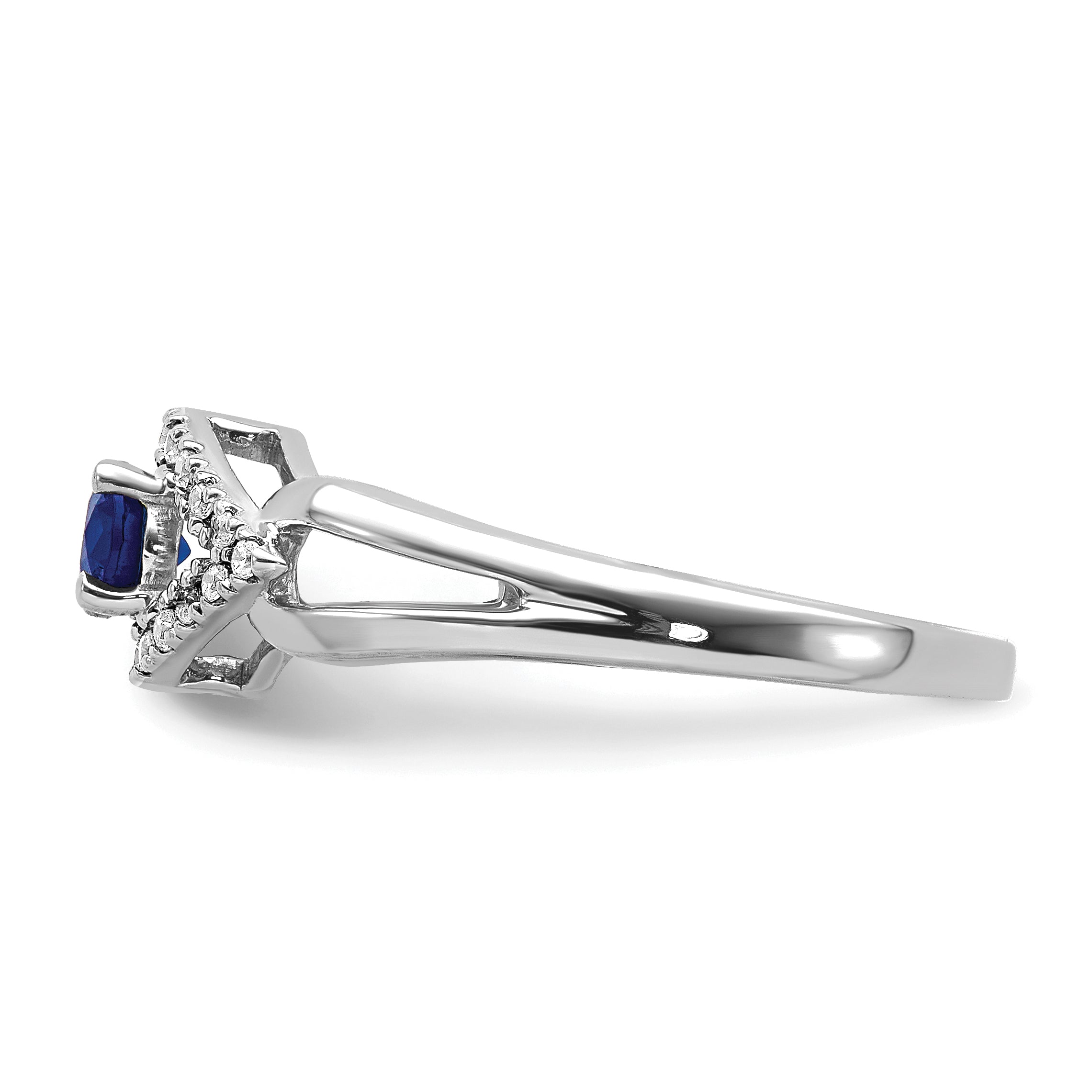 14K White Gold Lab Grown Diamond and Created Sapphire Ring