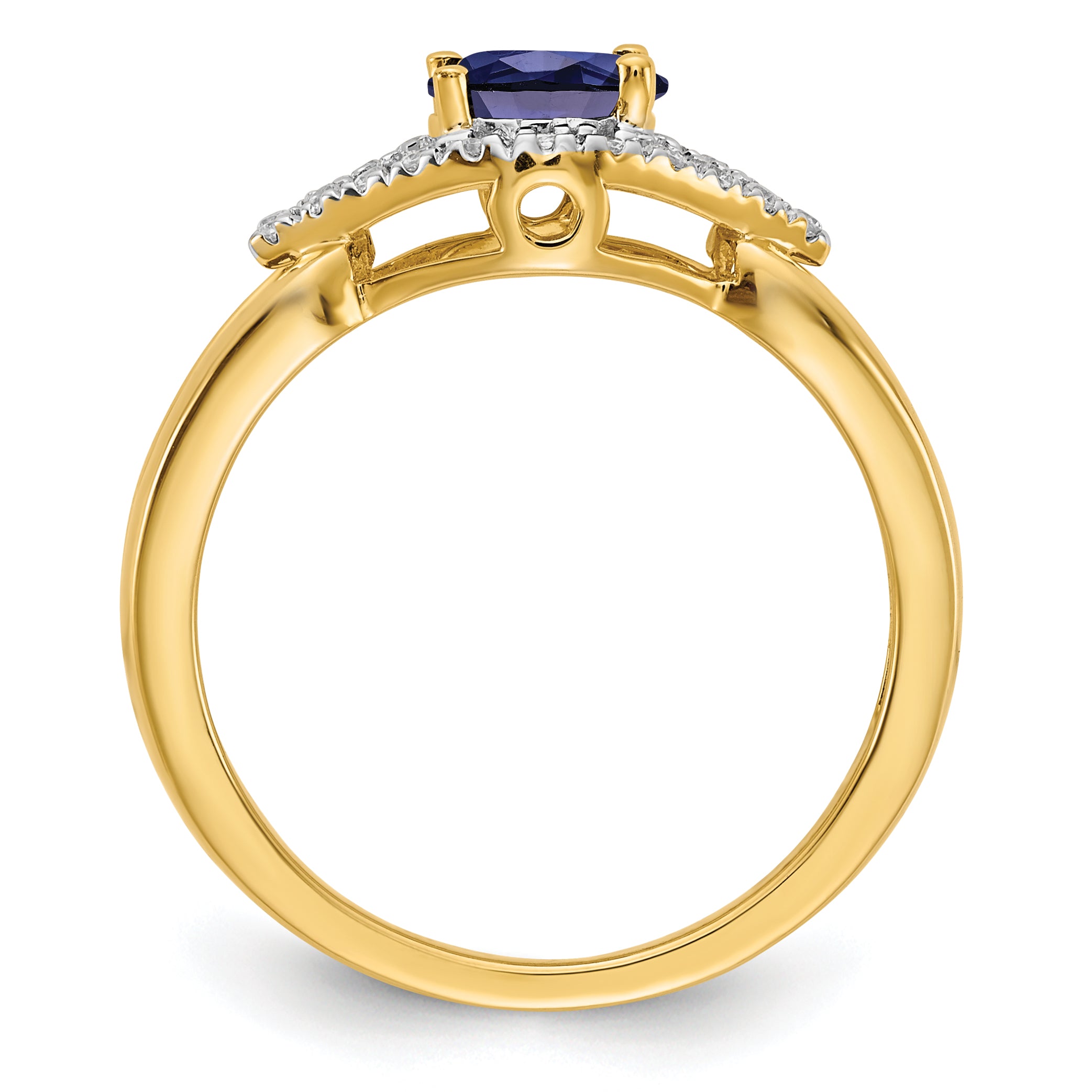 14K Lab Grown Diamond and Created Sapphire Ring