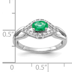 10k White Gold Diamond and Emerald Ring